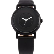 Sinobi Elegant Round Dial Lady Girl Black Leather Sport Quartz Analog Gift Watch