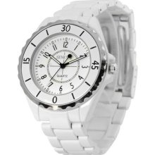 Sinobi Mens Womens Ladies White Stainless Steel Japan Movement Wrist Watch