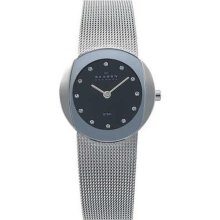 Skagen Black Dial Swarovski Crystal Stainless Steel Ladies Watch