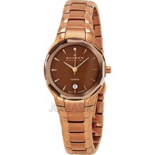 Skagen Black Label Architech Brown Dial Rose Gold-tone Ladies Watch