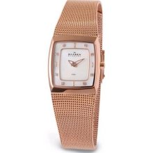 Skagen Slimline Mesh Rose Gold-tone Mini Ladies Watch 380XSRR1