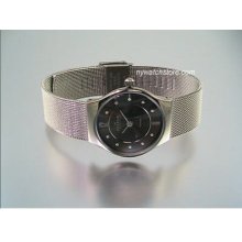 Skagen Slimline Mesh Titanium Crystal Ladies Watch 233XSTTM