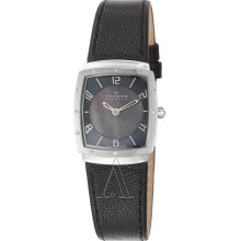 Skagen Womens O396xsslb 'classic' Black Leather Swarovski Crystals Square Watch