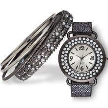 Sofia by Sofia Vergara Women s Watch Bangle Set Sparkle Black 4