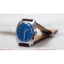 Soviet watch Russian watch Men watch Mechanical watch men's wrist -blue clock face watch - 