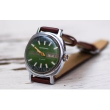 Soviet watch Russian watch Men watch Mechanical watch -green clock face watch- 
