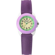 Sprout Womens Eco Friendly Analog Resin Watch - Purple Cotton Strap - Wood Dial - ST/1011LVIVPR