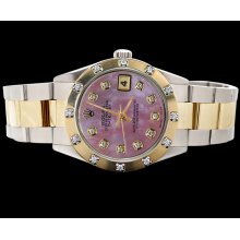 SS & gold oyster pink diamond dial date just watch pearl master diamond rolex