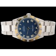 SS oyster bracelet blue roman dial date just watch pearl master diamond rolex