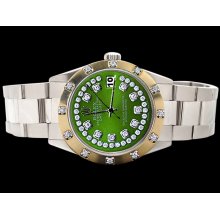 SS oyster green string diamond dial datejust watch pearl master diamond rolex