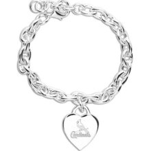 St. Louis Cardinals Ladies Silver Heart Charm Bracelet