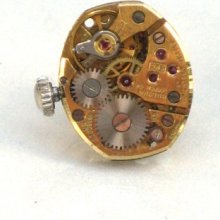 Steampunk Gold Face Vintage Watch Movement Tie Pin Clip