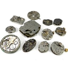 Steampunk Jewelry Supplies Vintage Mechanical Watch Parts Movements Lot Silver Steampunk Supplies Watch Parts DIY Steampunk - 153