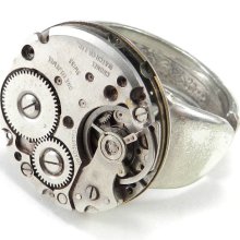 Steampunk Ring - Industrial Ring - Mens or Womens Mechanical Watch Spoon Ring - Size 10.5