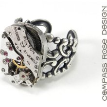 Steampunk Ring - Silver Clockwork Mechanical Watch Ring - Handmade Industrial Steam Punk Jewelry