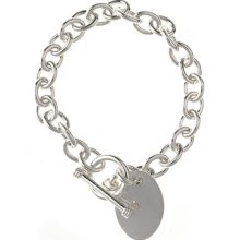 Sterling Essentials Sterling Silver Oval-shape Pendant Bracelet