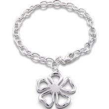 Sterling Silver Open Flower Charm Bracelet 7