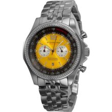 Stuhrling 176b2 33118 Targa 24 Pro Chrono Yellow Dial Bracelet Mens Watch