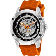 Stuhrling 314r 3316f57 Mens Zeppelin Nitro Automatic Orange Rubber Strap Watch