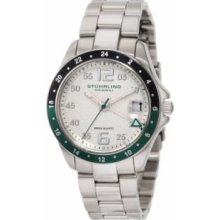 Stuhrling Original 290.122P12 Lifestyles Regatta Galleon Swiss Quartz Date Stainless Steel Watch Black and Green Bezel