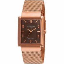 Stuhrling Original 325.334459 Mens Quartz with Rosegold Caseandamp;#44; Rose Tone Case with Brown Dialandamp;#44; Rose Tone Hands and Numeralsandamp;#44; and Rose Tone Mesh Bracelet