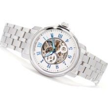 Stuhrling Original Men's King Lear Skeleton Automatic Stainless Steel Bracelet Watch