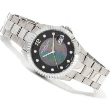 Stuhrling Original Women's Lady Clipper Pearl Quartz Stainless Steel Bracelet Watch
