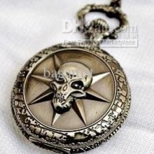 Super Cool Exclusive Vintage Skull Punk Pocket Watch Quartz Watch Ne