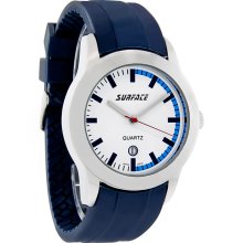 Surface Mens White Dial Blue Rubber Strap Watch 32189