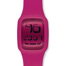 Swatch Men's Touch SURP100 Pink Rubber Quartz Watch with Digital Dial