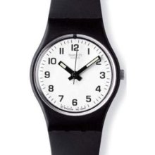 Swatch Women's Originals LB153 Black Rubber Quartz Watch with White Dial
