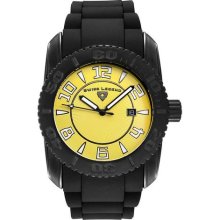 SWISS LEGEND Watches Men's Commander Yellow Dial Black Rubber Black R