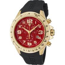 SWISS LEGEND Watches Men's Eograph Chronograph Red Grid Dial Black Rub