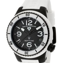 SWISS LEGEND Watches Women's Neptune (40 mm) Black Dial White Silicone