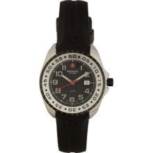 Swiss Military Calibre Sealander Women's Quartz Watch With Black Dial Analogue Display And Black Rubber Strap 06-6S1-04-007