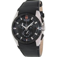 Swiss Military Hanowa Men's Tell 06-4191-33-007 Black Leather Swiss Quartz Watch with Black Dial