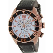 Swiss Precimax Men's Deep Blue Executive Elite II SP12179 Brown Leather Swiss Quartz Watch with White Dial