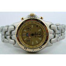 Tag Heuer Sel Link Quartz Chronograph Gold Dial 18kt Gold & Steel S35.406c