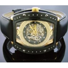Techno Com By Kc 0.25ct Diamond Automatic Skeleton Stainless Steel YG case