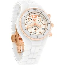 Technomarine Moonsun White Ceramic Diamond Swiss Chronograph Quartz Watch 208019