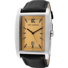Ted Lapidus Watches Men's Antique Gold Dial Black Leather Black Leathe Ted Lapidus Watches Men's Antique Gold Dial Black Leather Black Leathe