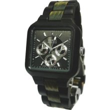 Tense Wood Mens Dark Green Sandalwood Wood Watch - Wood Bracelet - Wood Dial - B7305DG