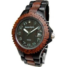 Tense Wood Womens Sport Sandalwood Wood Watch - Two-tone Bracelet - Dark Dial - L4100DS