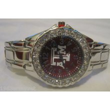 Texas A & M University Aggies Men's Or Ladies Watch Stainless/gemstone Bezel