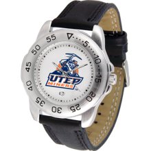 Texas El Paso Miners Logo- Mens Sport Leather Watch