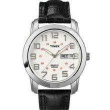 Timex Black Leather Full Size Elevated Classics Sport Chic Watch