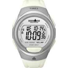 Timex Ironman Watch Digital 10 Lap Memory Chronograph White Resin Strap T5k609su