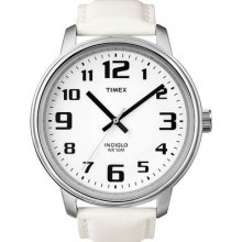 Timex Mens Classics Camper White Indiglo Dial Leather Strap Watch T2n205