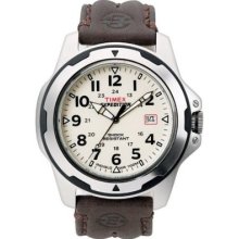 Timex Men's Expedition Rugged Field Shock Analog Brown Leather Strap Watch