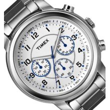 Timex Mens Premium Chronograph Stainless Steel White Dial Watch